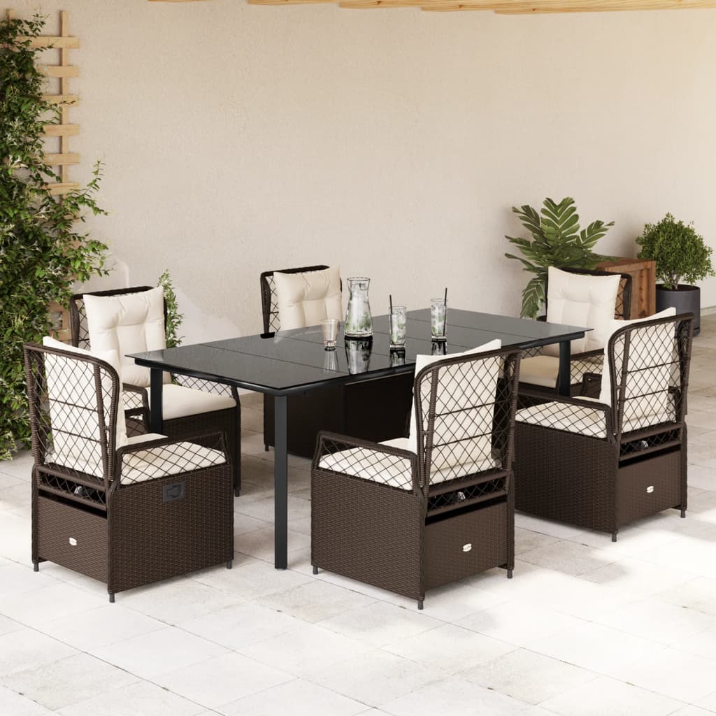 Set Mobilier De Grădină Cu Perne, 7 Piese, , Poliratan
