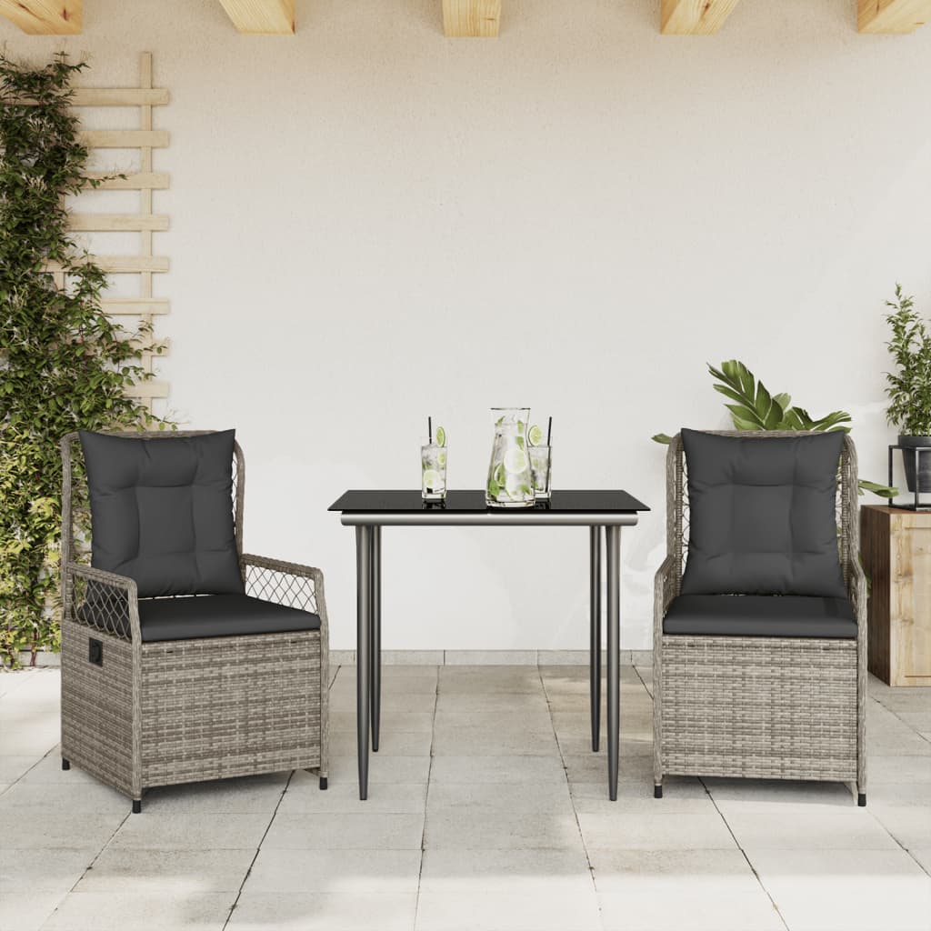 Set Mobilier De Grădină Cu Perne, 3 Piese, , Poliratan
