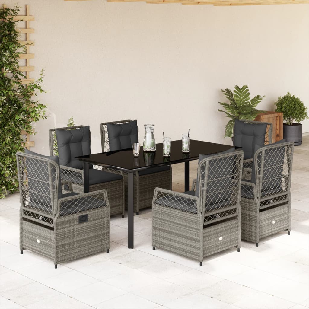 Set Mobilier De Grădină Cu Perne, 7 Piese, , Poliratan
