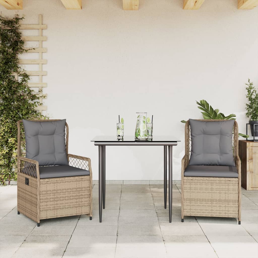 Set Mobilier De Grădină Cu Perne, 3 Piese, , Poliratan