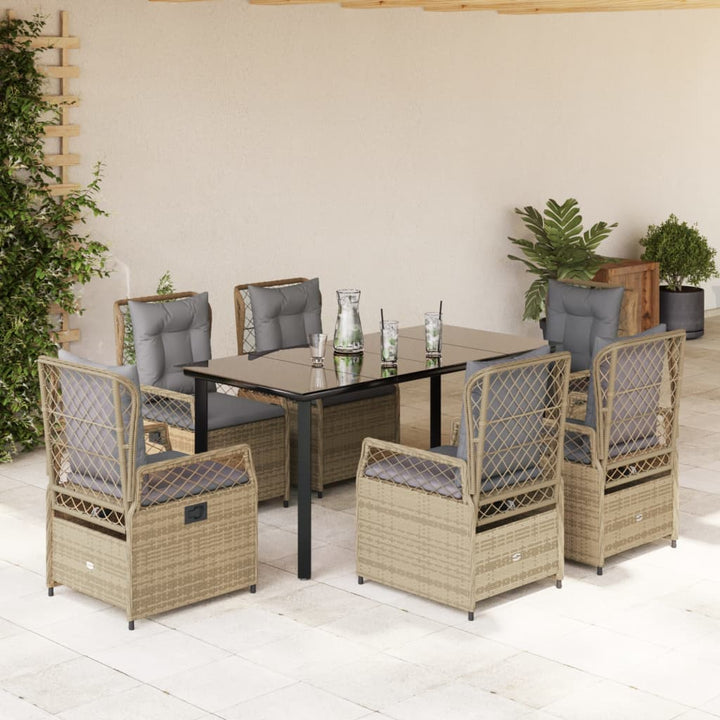 Set Mobilier De Grădină Cu Perne, 7 Piese, , Poliratan