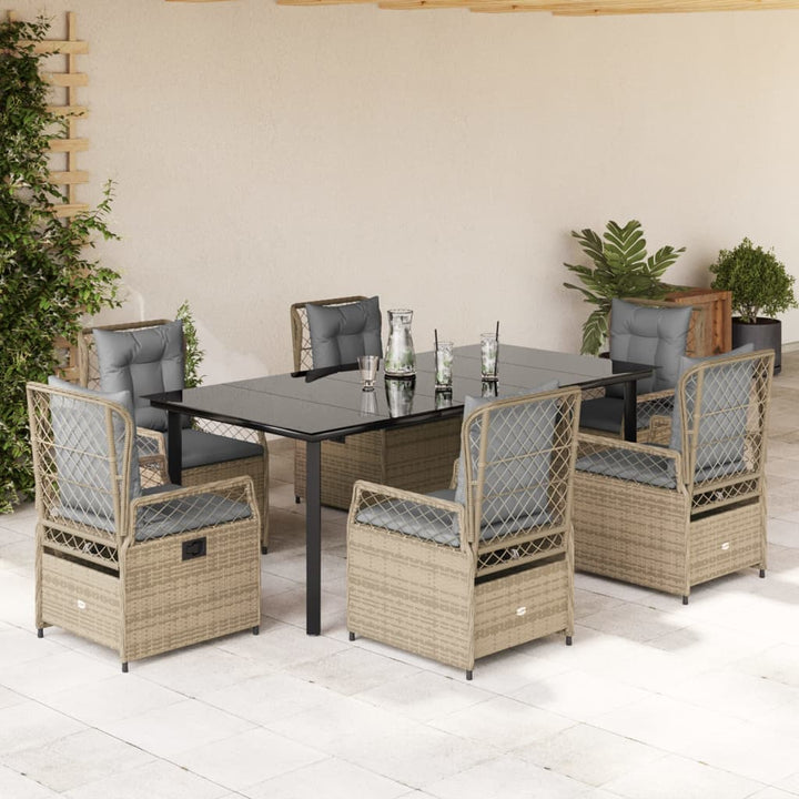 Set Mobilier De Grădină Cu Perne, 7 Piese, , Poliratan