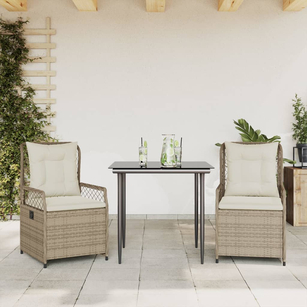 Set Mobilier De Grădină Cu Perne, 3 Piese, , Poliratan
