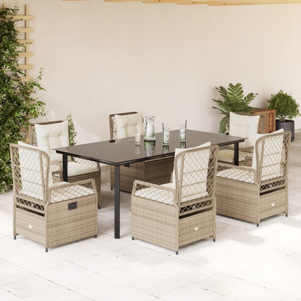 Set Mobilier De Grădină Cu Perne, 7 Piese, , Poliratan