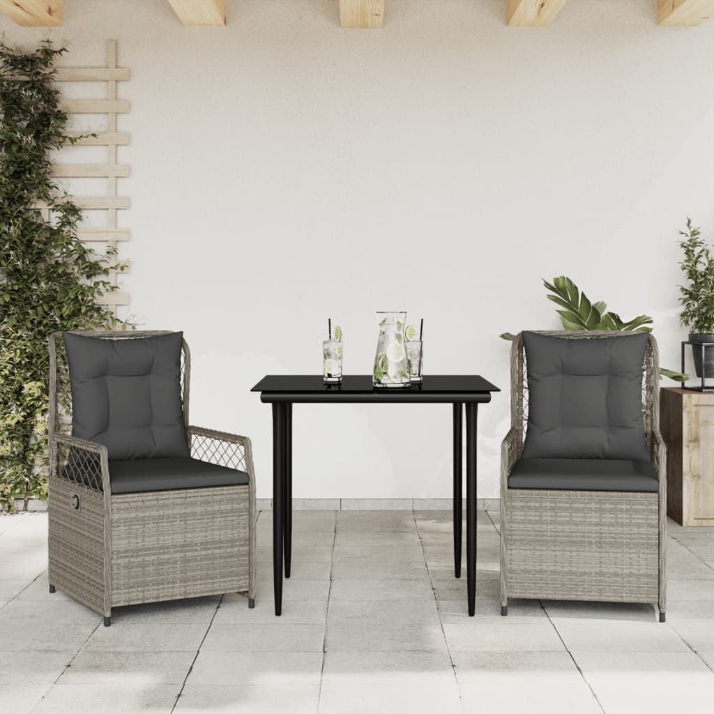 Set Mobilier De Grădină Cu Perne, 3 Piese, , Poliratan