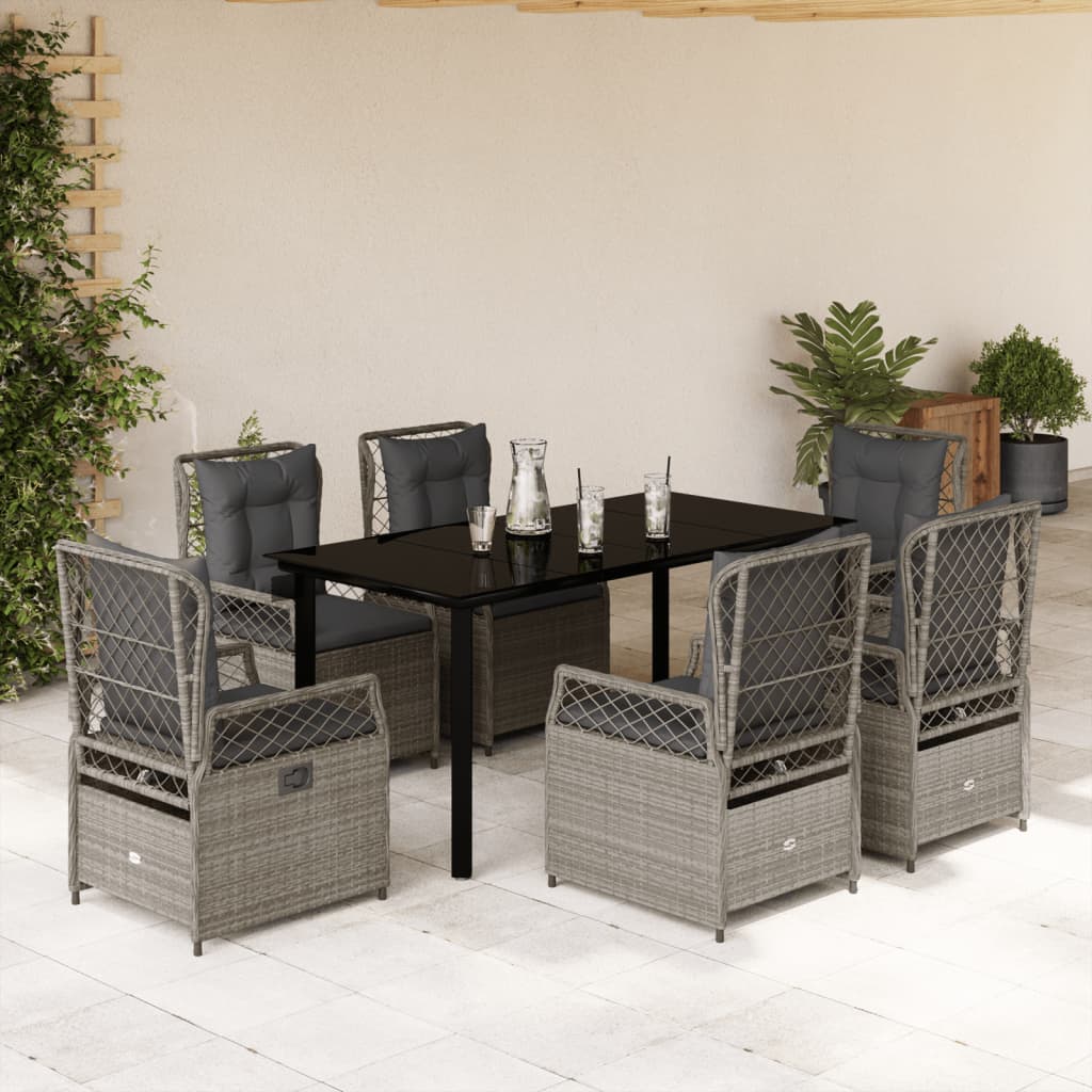 Set Mobilier De Grădină Cu Perne, 7 Piese, , Poliratan