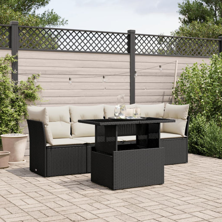 Set Mobilier De Grădină Cu Perne, 5 Piese, , Poliratan