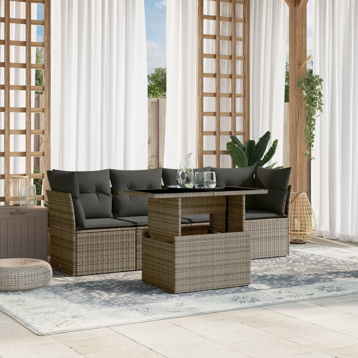 Set Mobilier De Grădină Cu Perne, 5 Piese, , Poliratan