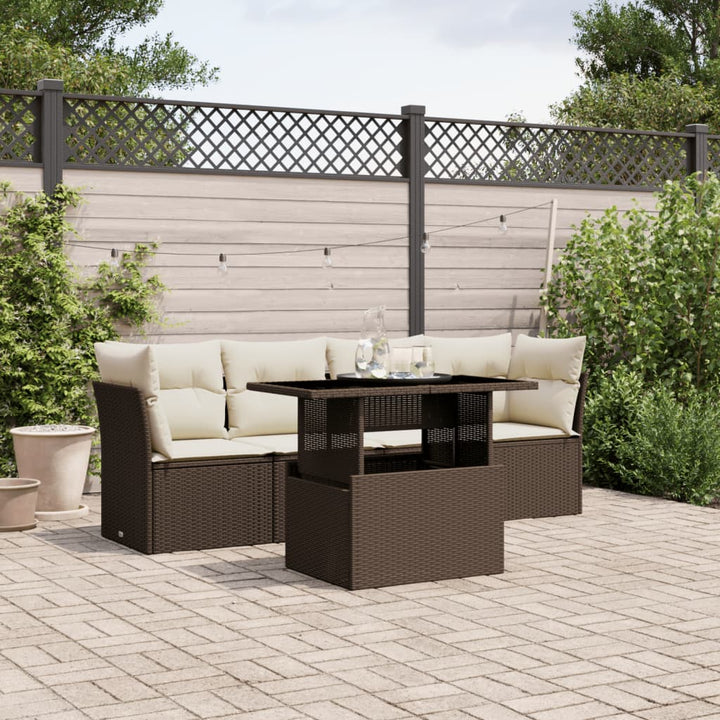 Set Mobilier De Grădină Cu Perne, 5 Piese, , Poliratan
