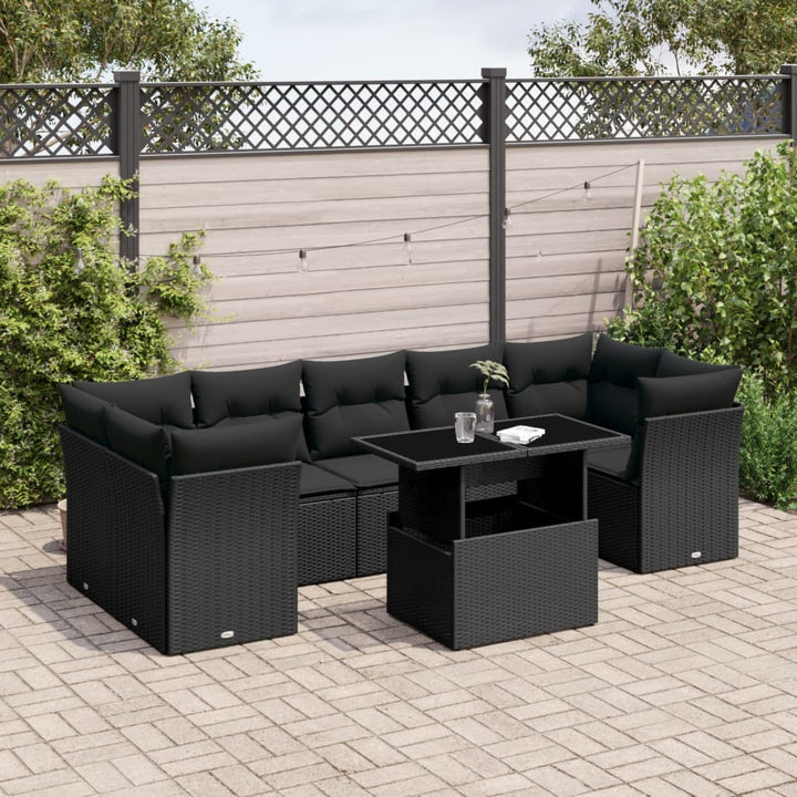 Set Mobilier De Grădină Cu Perne, 8 Piese, , Poliratan