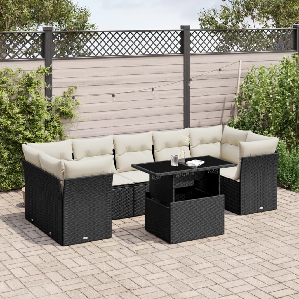 Set Mobilier De Grădină Cu Perne, 8 Piese, , Poliratan
