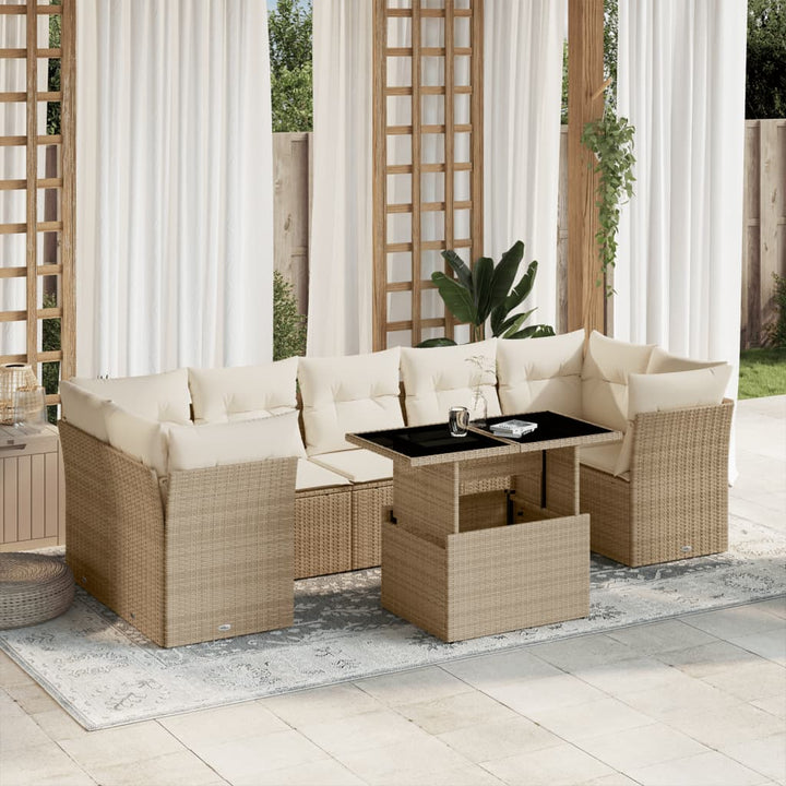 Set Mobilier De Grădină Cu Perne, 8 Piese, , Poliratan