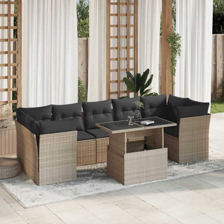 Set Mobilier De Grădină Cu Perne, 8 Piese, , Poliratan