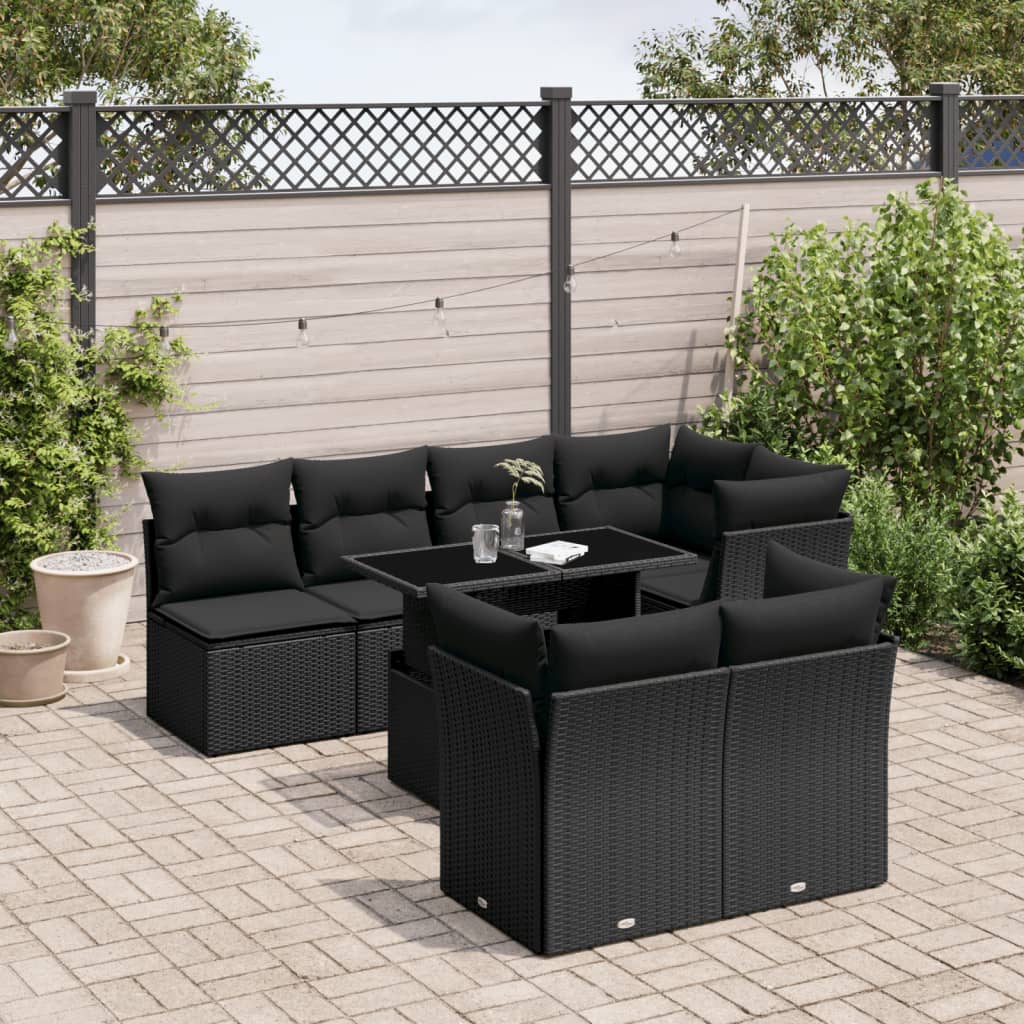 Set Canapele De Grădină, 8 Piese, Cu Perne, Bej, Poliratan