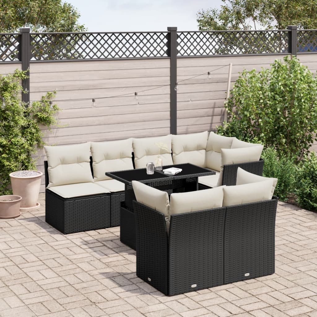 Set Canapele De Grădină, 8 Piese, Cu Perne, Bej, Poliratan