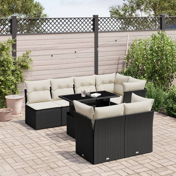 Set Canapele De Grădină, 8 Piese, Cu Perne, Bej, Poliratan