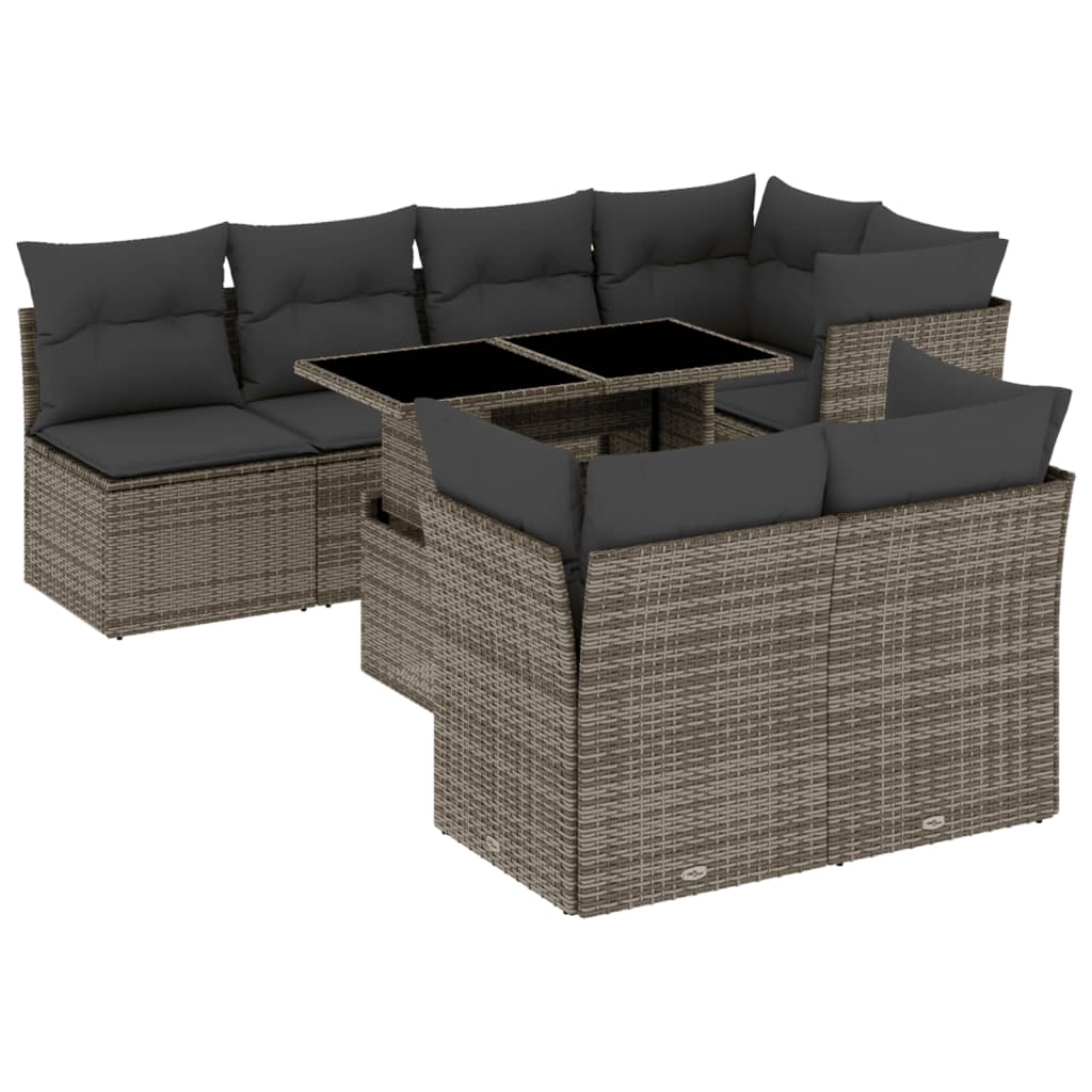 Set Canapele De Grădină, 8 Piese, Cu Perne, Bej, Poliratan