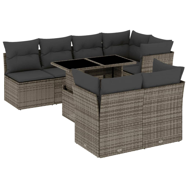 Set Canapele De Grădină, 8 Piese, Cu Perne, Bej, Poliratan
