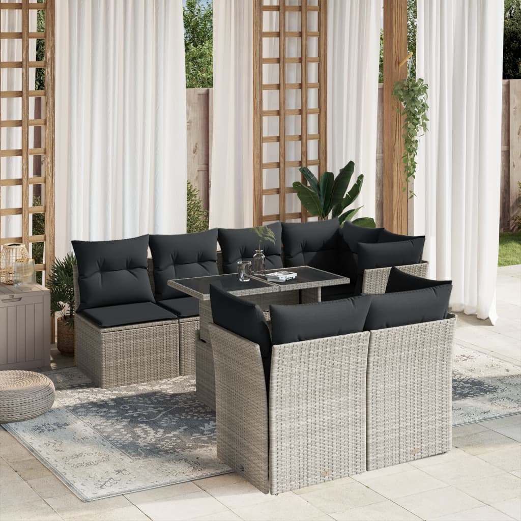 Set Canapele De Grădină, 8 Piese, Cu Perne, Bej, Poliratan