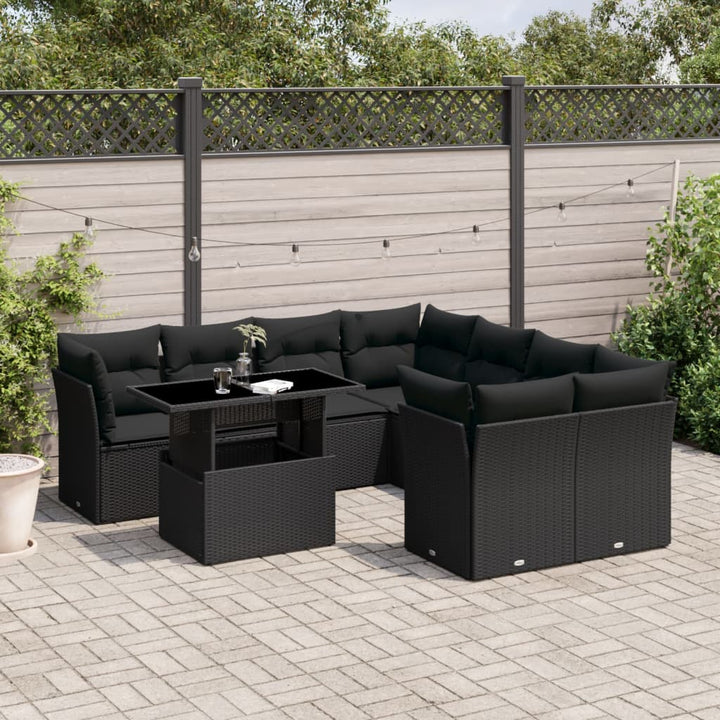 Set Mobilier De Grădină Cu Perne, 9 Piese, , Poliratan