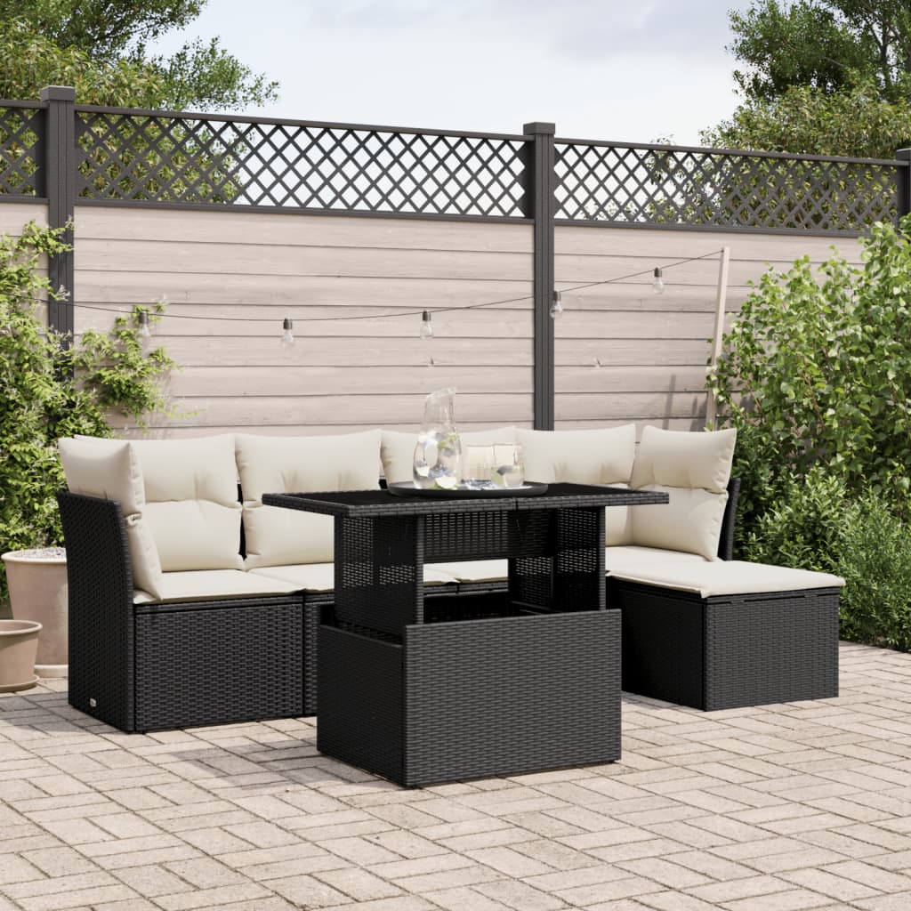 Set Mobilier Grădină Cu Perne, 6 Piese, , Poliratan