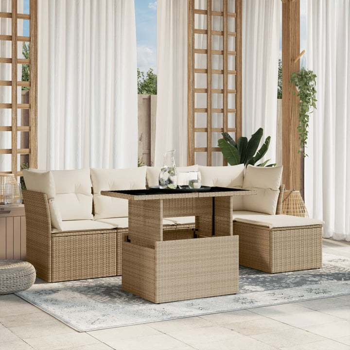 Set Mobilier Grădină Cu Perne, 6 Piese, , Poliratan