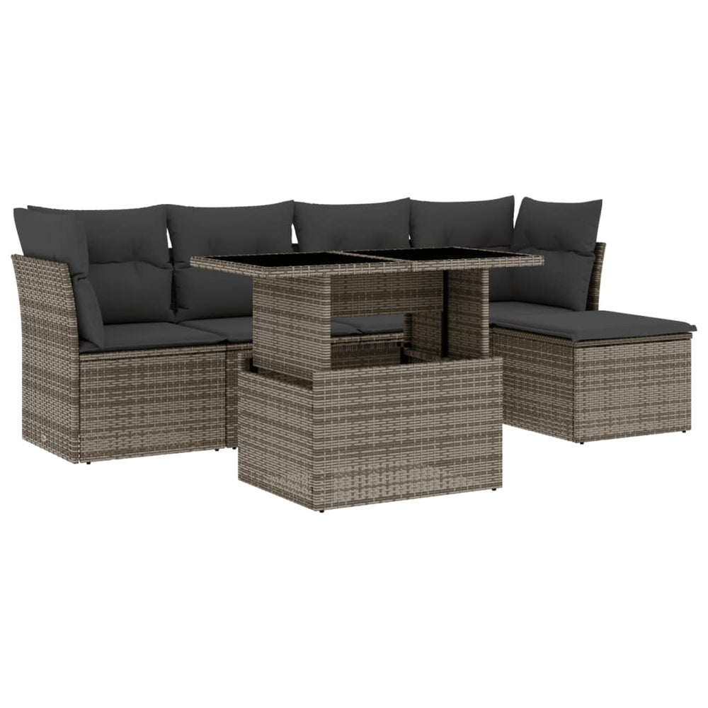 Set Mobilier Grădină Cu Perne, 6 Piese, , Poliratan
