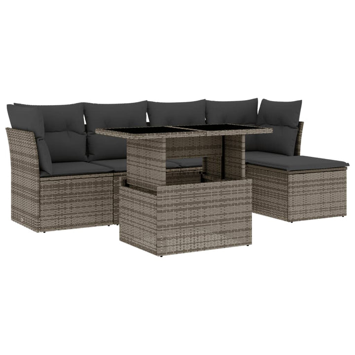 Set Mobilier Grădină Cu Perne, 6 Piese, , Poliratan