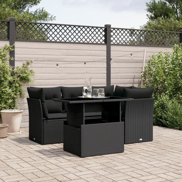 Set Mobilier De Grădină Cu Perne, 5 Piese, , Poliratan