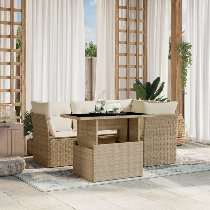 Set Mobilier De Grădină Cu Perne, 5 Piese, , Poliratan