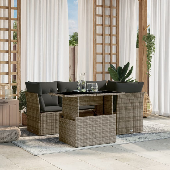 Set Mobilier De Grădină Cu Perne, 5 Piese, , Poliratan