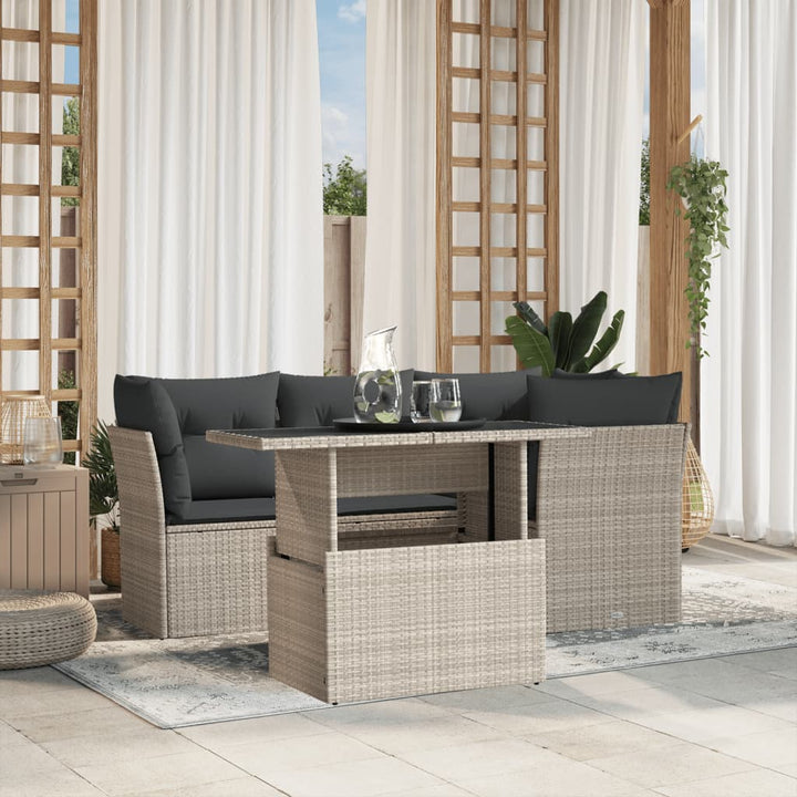 Set Mobilier De Grădină Cu Perne, 5 Piese, , Poliratan