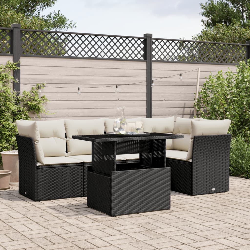 Set Mobilier De Grădină Cu Perne, 6 Piese, , Poliratan