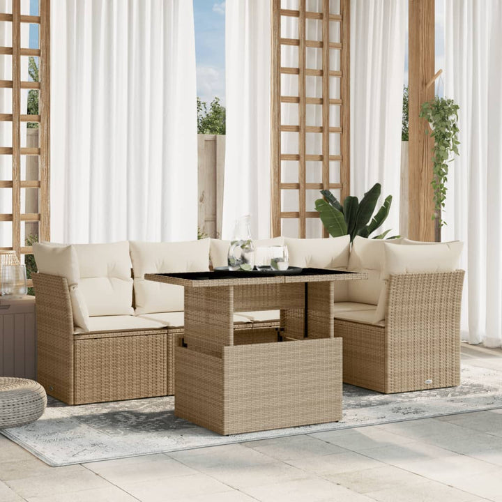 Set Mobilier De Grădină Cu Perne, 6 Piese, , Poliratan