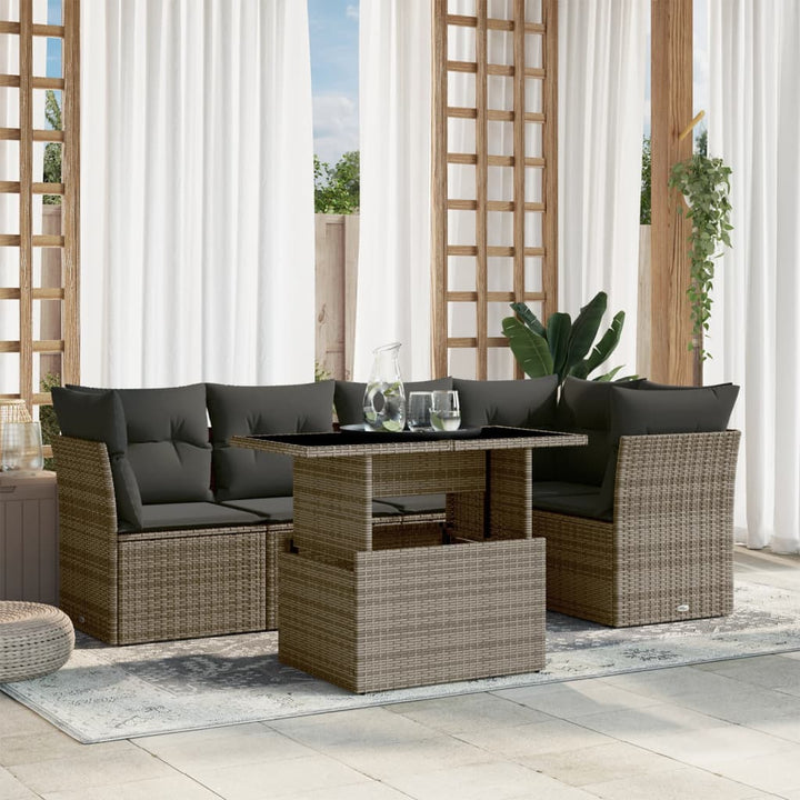 Set Mobilier De Grădină Cu Perne, 6 Piese, , Poliratan