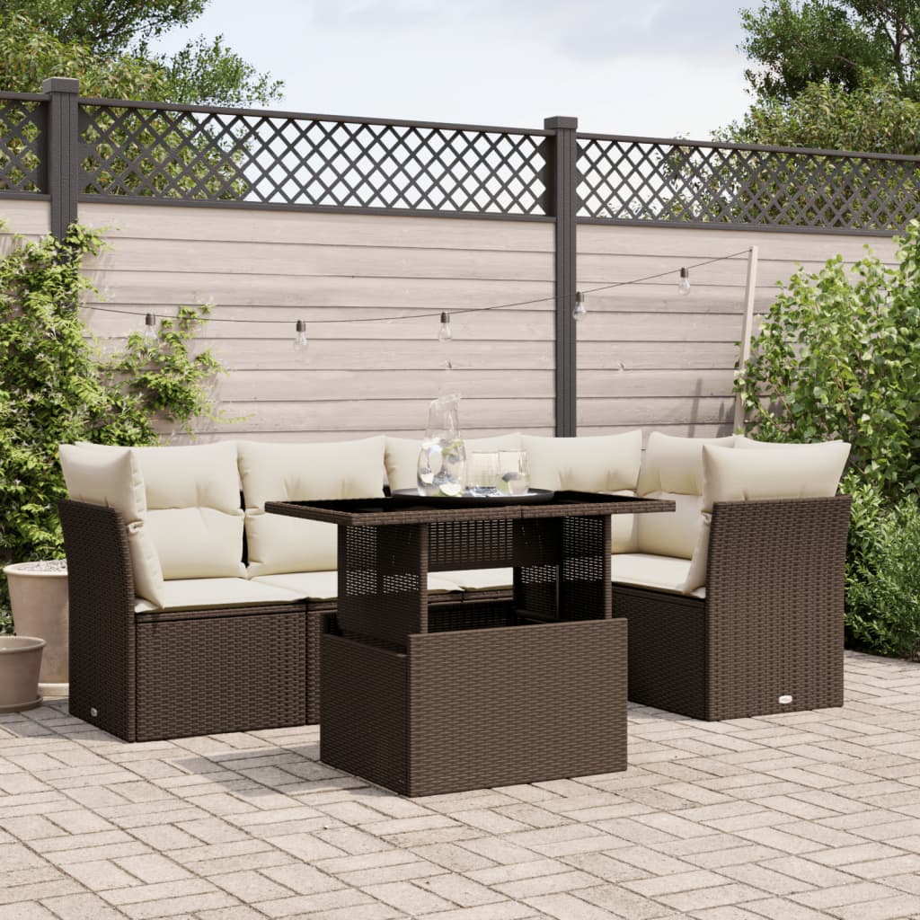 Set Mobilier De Grădină Cu Perne, 6 Piese, , Poliratan
