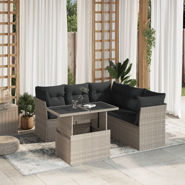 Set Canapele De Grădină Cu Perne, 6 Piese, Bej, Poliratan