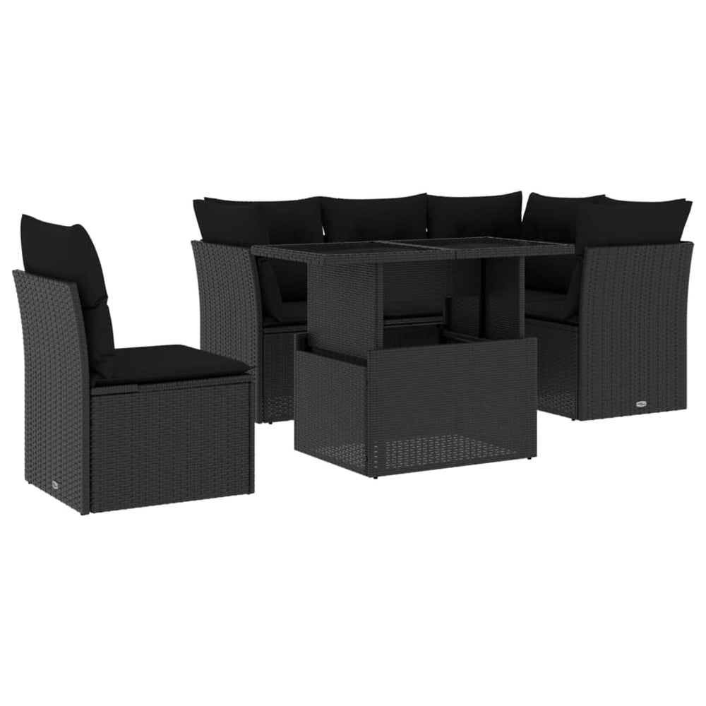 Set Mobilier De Grădină Cu Perne, 6 Piese, , Poliratan