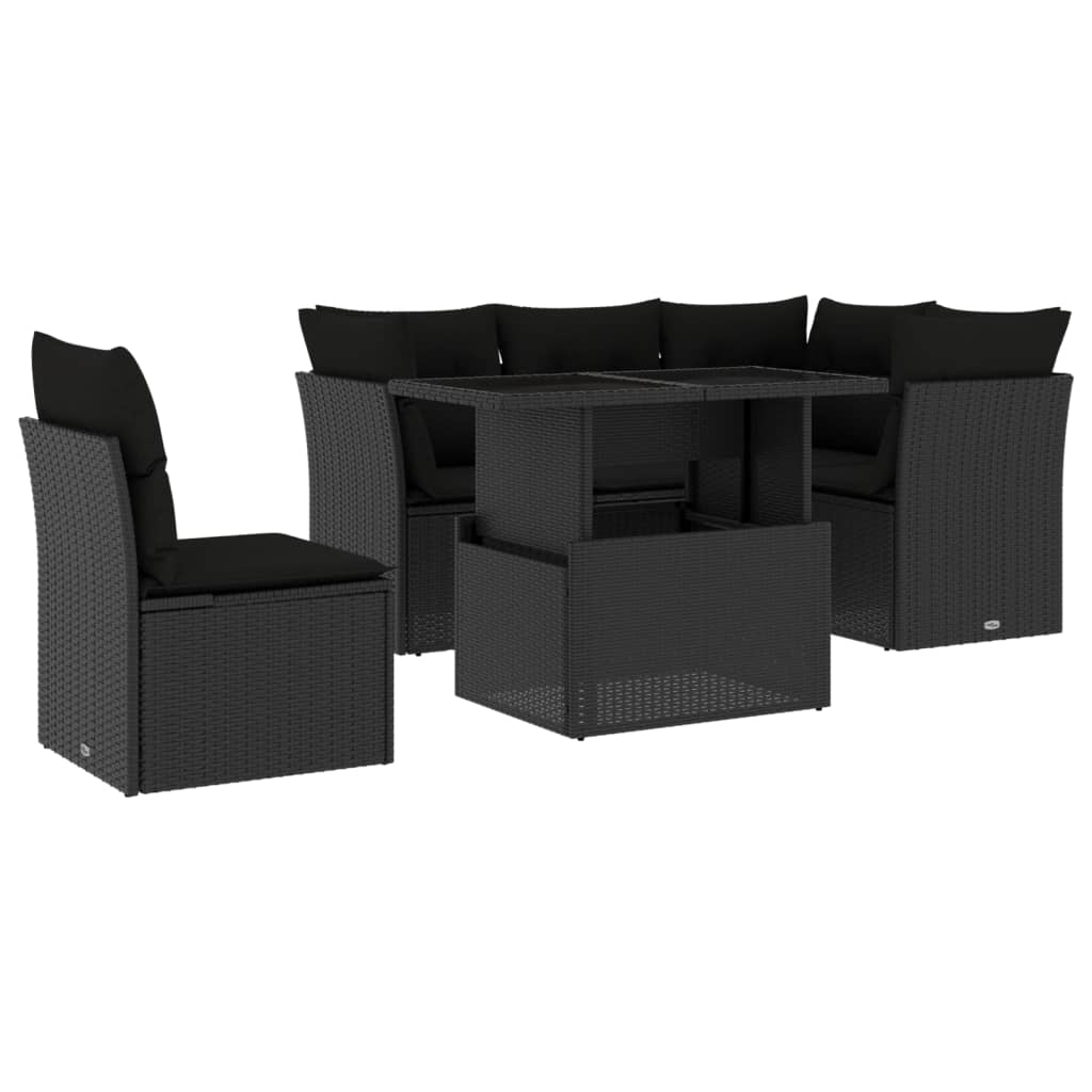 Set Mobilier De Grădină Cu Perne, 6 Piese, , Poliratan