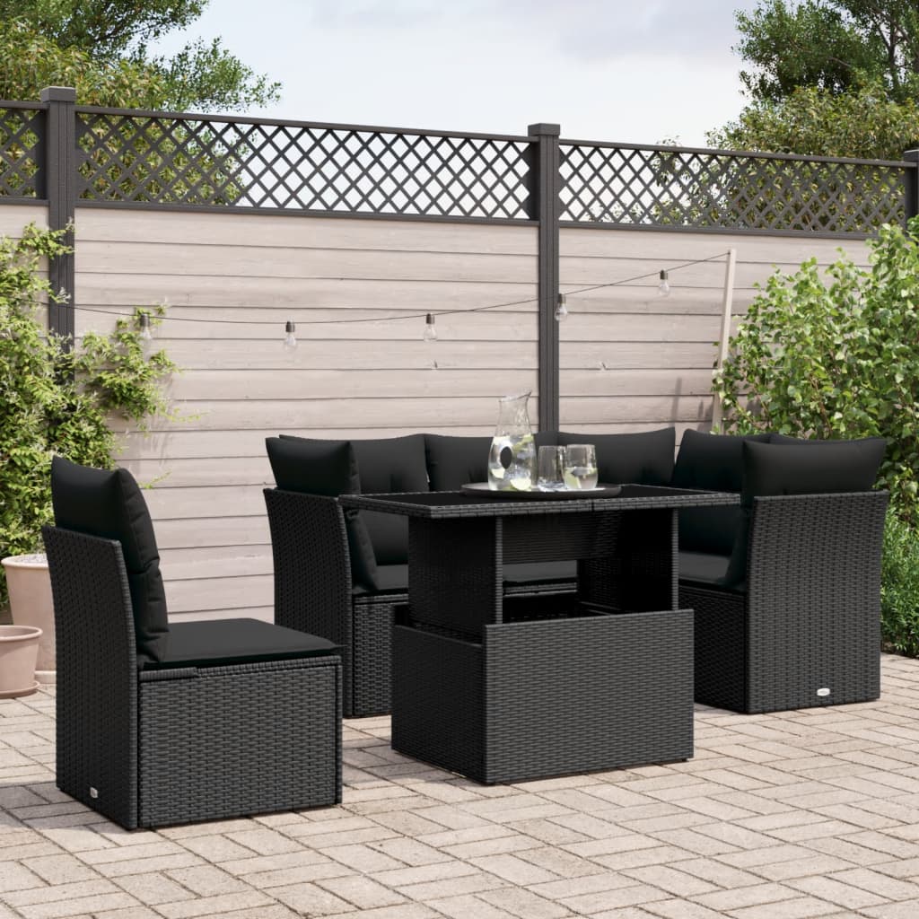Set Mobilier De Grădină Cu Perne, 6 Piese, , Poliratan