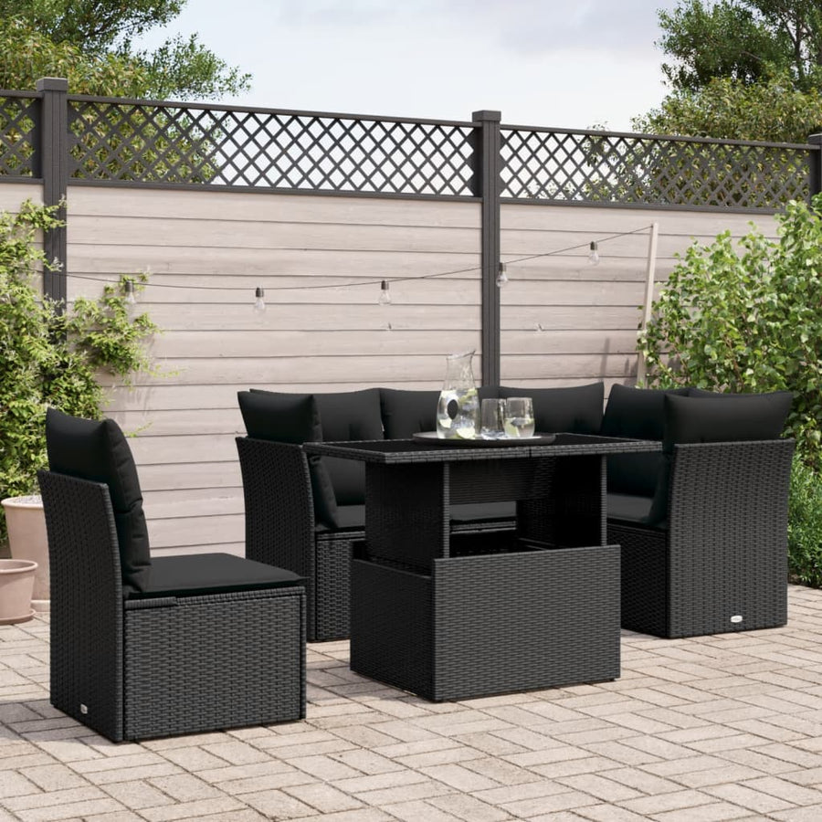 Set Mobilier De Grădină Cu Perne, 6 Piese, , Poliratan