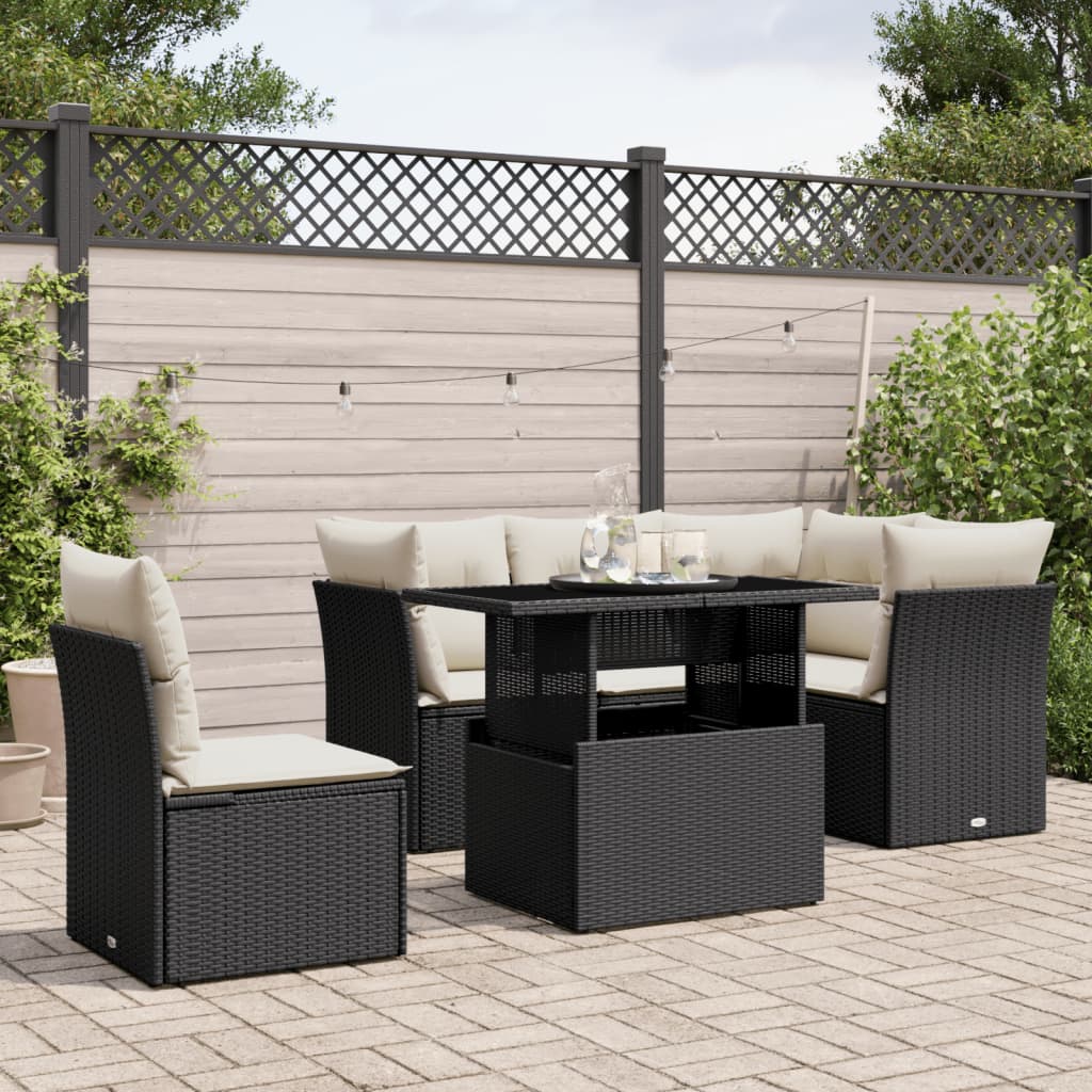 Set Mobilier De Grădină Cu Perne, 6 Piese, , Poliratan