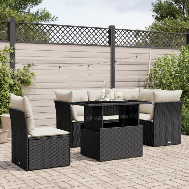 Set Mobilier De Grădină Cu Perne, 6 Piese, , Poliratan