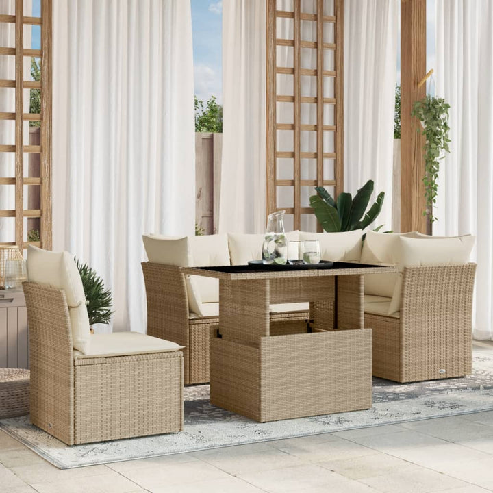 Set Mobilier De Grădină Cu Perne, 6 Piese, , Poliratan