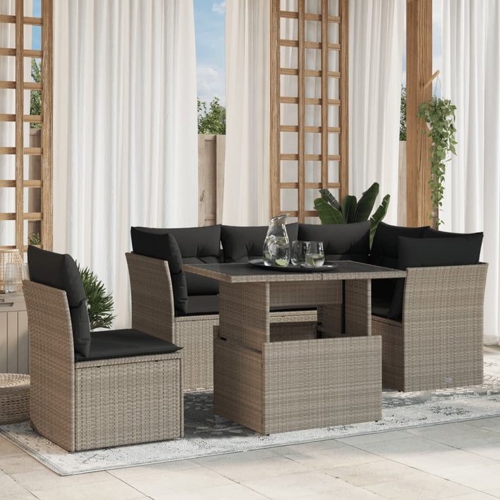 Set Mobilier De Grădină Cu Perne, 6 Piese, , Poliratan