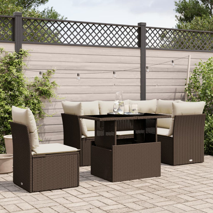 Set Mobilier De Grădină Cu Perne, 6 Piese, , Poliratan