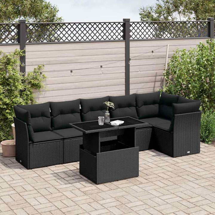 Set Canapele De Grădină, 7 Piese, Cu Perne, , Poliratan