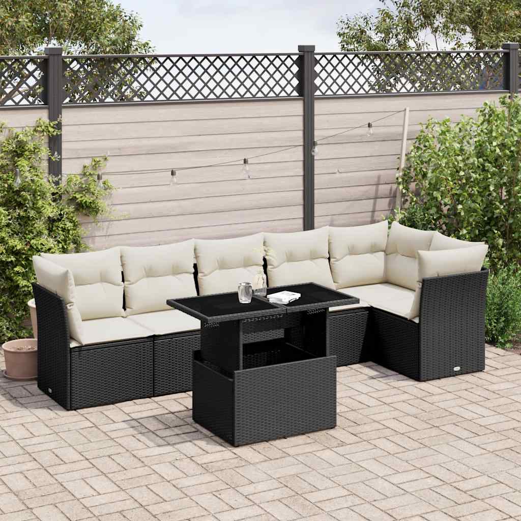 Set Canapele De Grădină, 7 Piese, Cu Perne, , Poliratan
