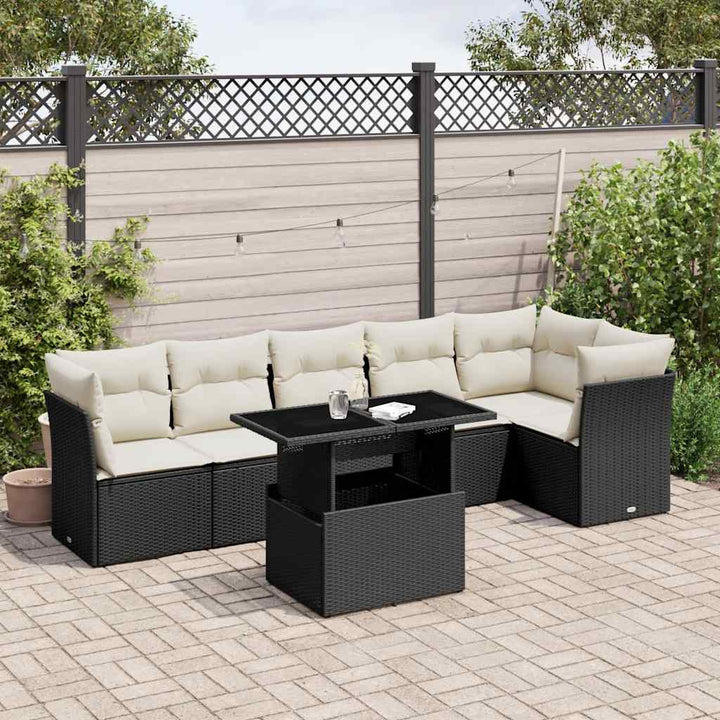 Set Canapele De Grădină, 7 Piese, Cu Perne, , Poliratan