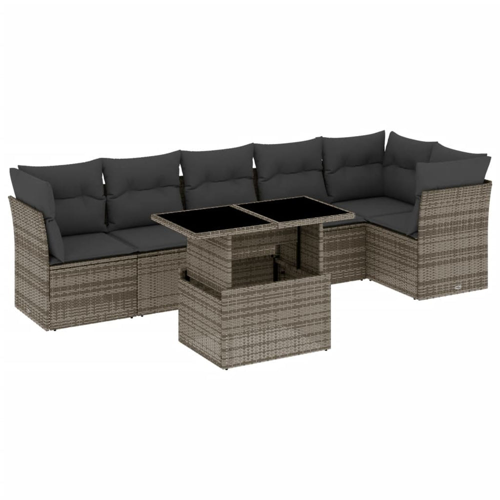 Set Canapele De Grădină, 7 Piese, Cu Perne, , Poliratan